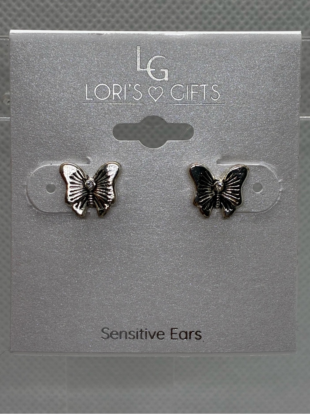 Lori's Gifts Butterfly Stud Earrings - Silver Tone
